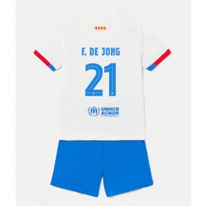 Barcelona Frenkie de Jong #21 kläder Barn 2023-24 Bortatröja Kortärmad (+ korta byxor)